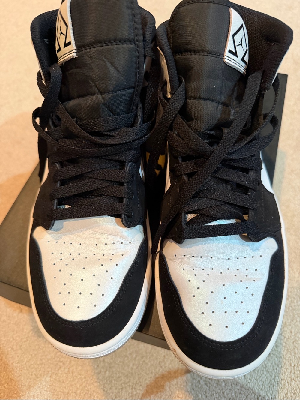 Air Jordan 1 Mid Black & White Sneakers worn once - Picture 3 of 5